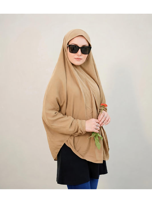 Premium Instant Khimar Hijab with Sleeves – Soft Stretch Jersey | Modest Everyday Wear