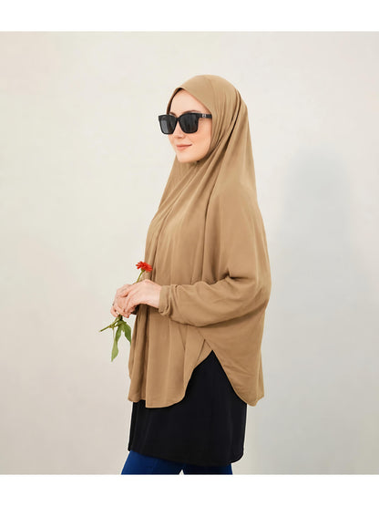 Premium Instant Khimar Hijab with Sleeves – Soft Stretch Jersey | Modest Everyday Wear