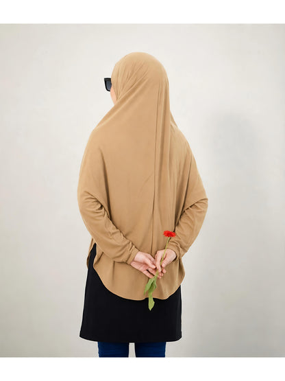 Premium Instant Khimar Hijab with Sleeves – Soft Stretch Jersey | Modest Everyday Wear
